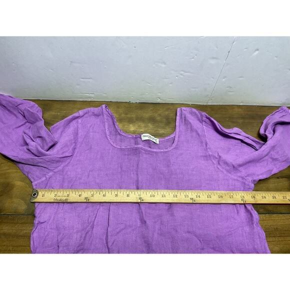 Terzo Millennio Size L Linen Tunic Top Italy Purple 3/4 Sleeve Made In Italy - Picture 6 of 8